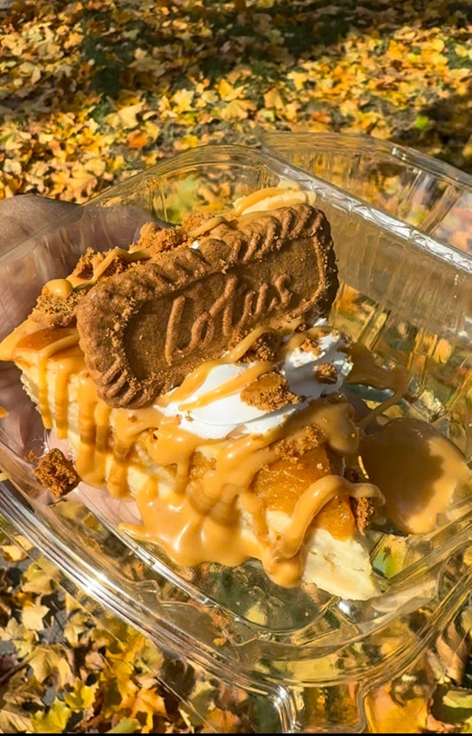 Sweet Potato Cheesecake Caramel Biscoff Pie Slice